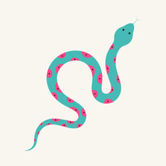 Obraz premium Abstract snake with colored geometric pattern. Vector illustration.