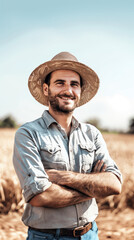 Fototapeta premium AI-Generated Image of a Rural Product with Majestic Pose and Blurred Field Background