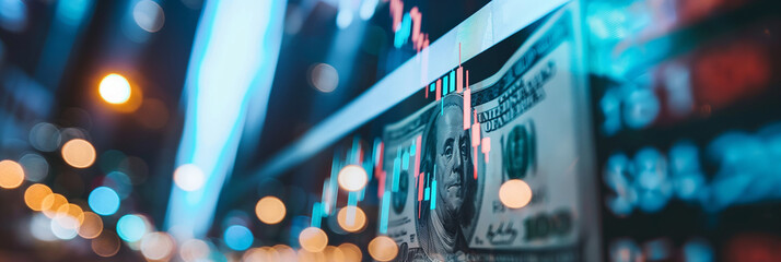 financial chart background with lights