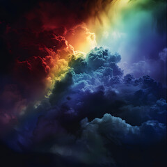 Rainbow sky and cloud various color background.