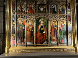 Painting of Saint Nicholas of Bari on the Altarpiece of St Nicolas (1500) in the Cathedral of Monaco.