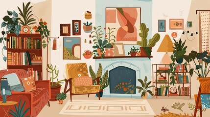 art illustration that epitomizes Authentic Eclectic style, merging historical charm with contemporary flair. Imagine still lifes with vintage objects, cozy interiors with a modern twist, or portraits 
