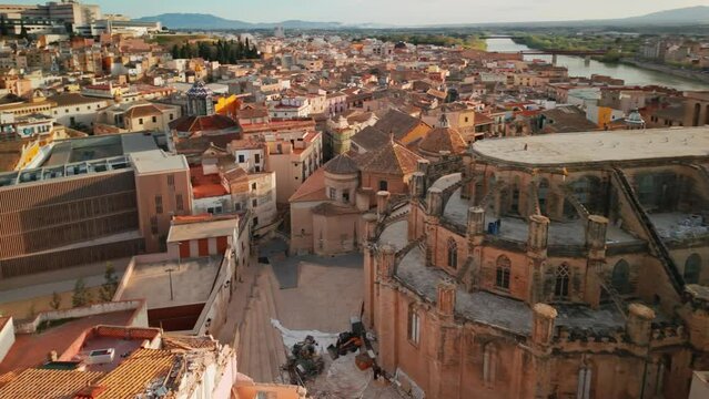 Tortosa Cathedral seen from Castell de la Suda in Tortosa, Catalonia, Spain