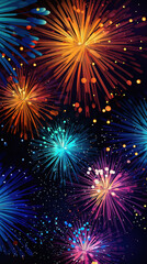 Naklejka premium Groovy New Year Eve Fireworks Celebration Background