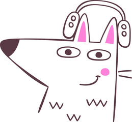 Wolf With Headphones Outline