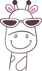 Giraffe With Sunglasses Outline