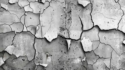 background and texture concept - cracked gray concrete wall
