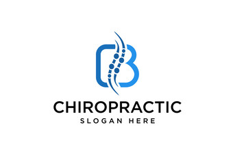 Fototapeta premium Chiropractic and Chiropractor logo with spine and initial B.