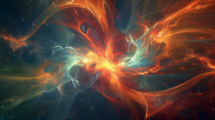Abstract intertwined rays of light visualising direction and sense, created with generative AI technology