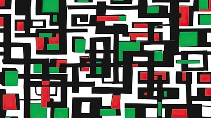 black and white sketch, cubism, tint of green, abstract squares, vibrant, chaos 8K, anatolian carpet motives