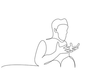 man person angry stressed rage one line art design vector