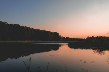 Scenic view of a lake during sunset