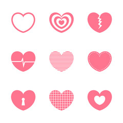 Vector Pink Flat Heart Collection