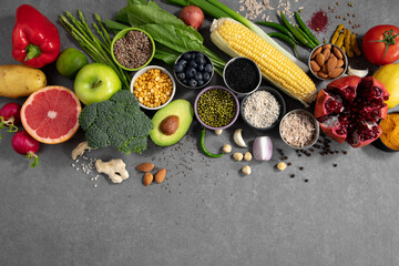 fresh fruit and vegetable photo on non isolated background