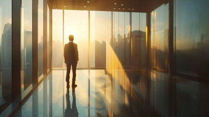 Businessman is presenting text:Planning