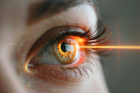Eye with laser vision correction, detailed view.