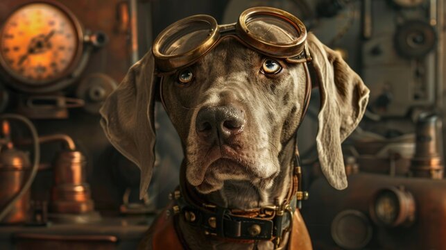 Steampunk Weimaraner.