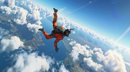 skydiving, spectacular view, high resolution, super photorealistic 