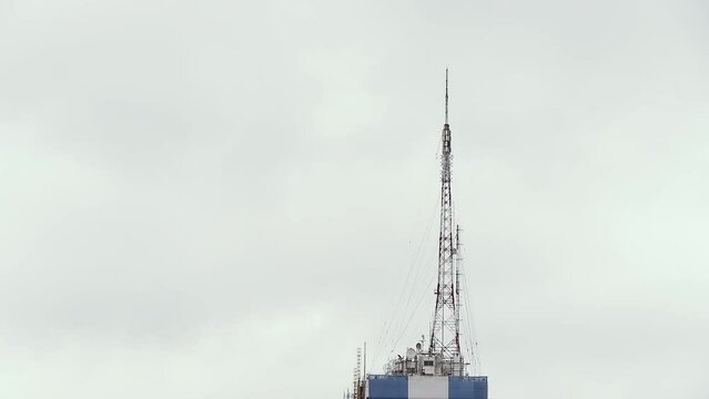 Telecommunications Antenna at Top of The Ministry of Public Works Building, Buenos Aires, Argentina. 
