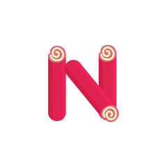 Letter N candy roll logo icon vector template eps