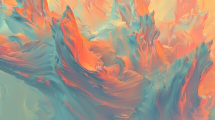 Abstract digital painting with vibrant colors and flowing textures, blending warm and cool tones in a dynamic, fluid design.