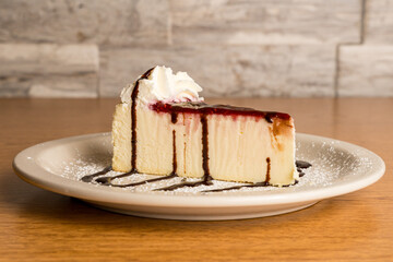 Slice of cheesecake on a plate