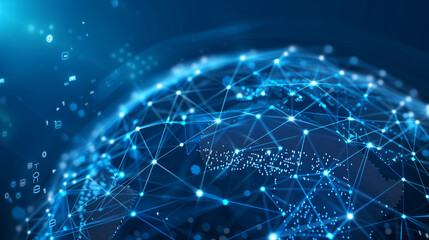 Blue Globe Shape Created by Lines and Dots