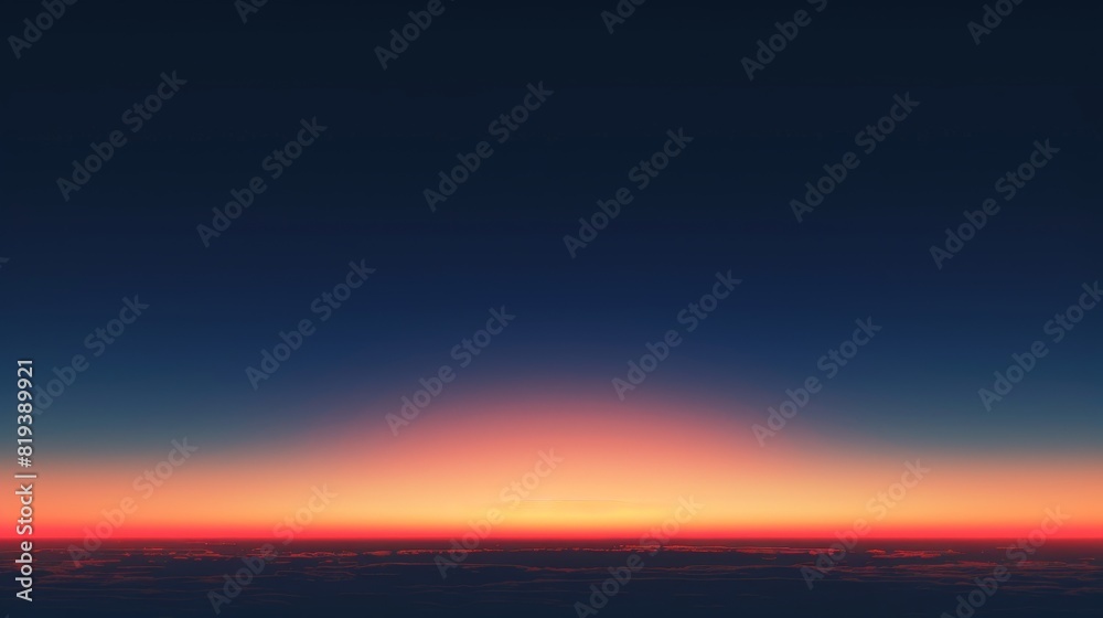 Wall mural Early morning horizon with a gradient from dark blue to bright orange, signaling the dawn of a new day. - Wall murals