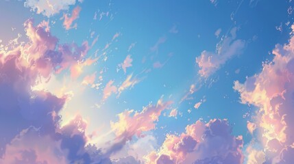 Morning sky with wisps of clouds catching the first light of dawn, creating a peaceful and inspiring scene.