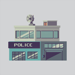 Pixel art illustration Police Office. Pixelated Police. Police Office Building pixelated for the pixel art game and icon for website and video game. old school retro.