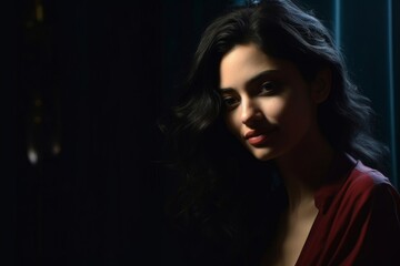 portrait of a beautiful woman on a dark background