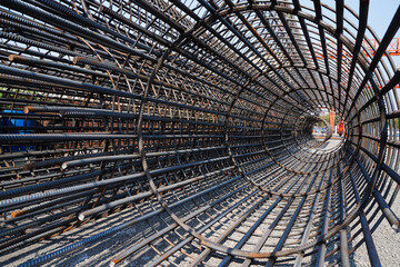 Pier reinforcement support is at a construction site in North China