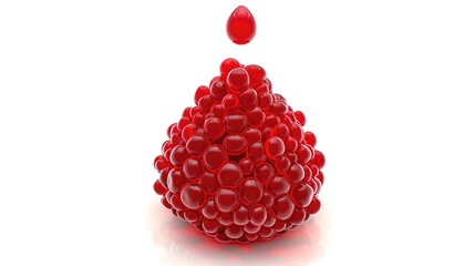 Red raspberry shaped drop. Abstract image. Bright red, round, and smooth surface. Suitable for food, health, and lifestyle themes. Perfect for modern creative designs. AI