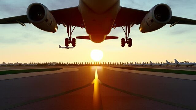 Plane takes off from the airport