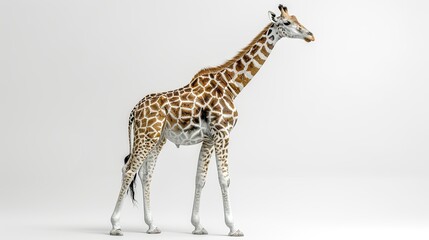 Giraffe isolated on white background. ,realistic ,8k, movie, very detailed., nature