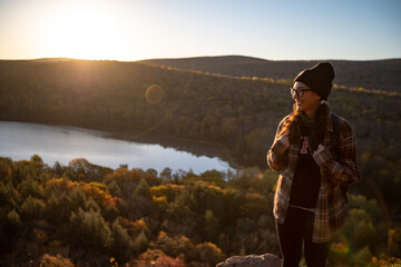 Woman by a large lake