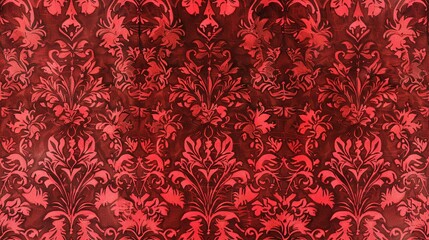 Red damask seamless pattern background wallpaper, textile, packaging, floral baroque pattern,