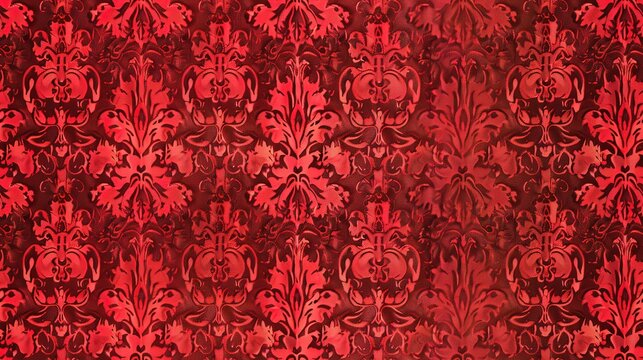 Red Damask Seamless Pattern Background Wallpaper, Textile, Packaging, Floral Baroque Pattern,