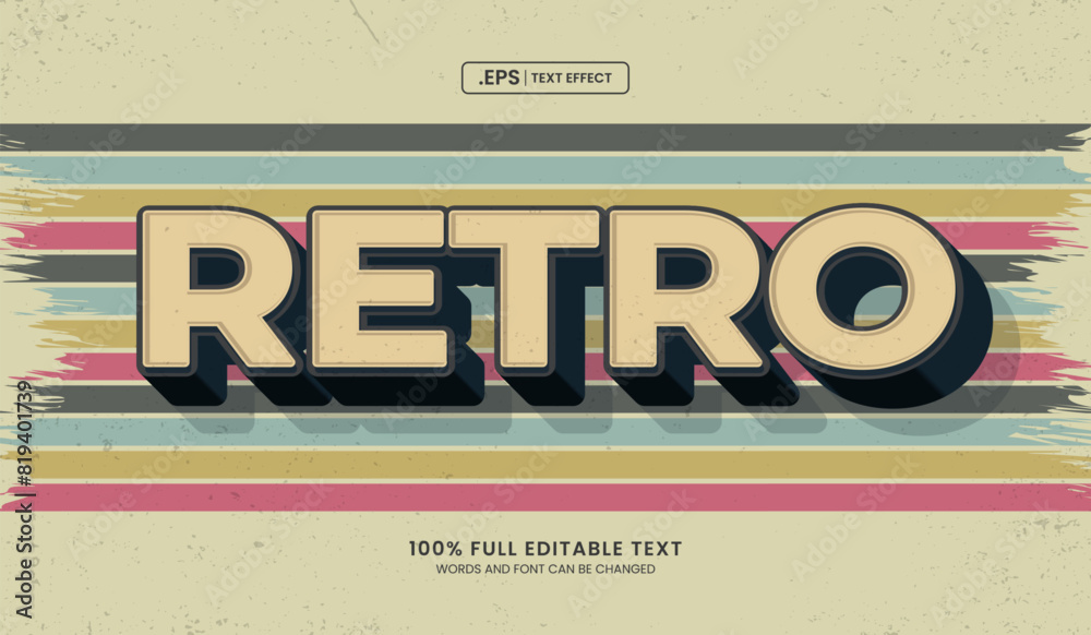 Sticker retro effect, editable text style