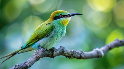 Obraz premium Green Bee-eater Birds are commonly found in Thailand and throughout Southeast Asia