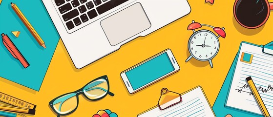 business flat design top view finance theme cartoon drawing vivid