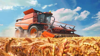 Fototapeta premium combine harvester working on a field