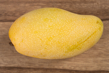 top view fresh mango on wood background