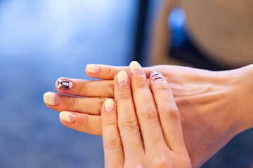 View of the manicures on the finger nails