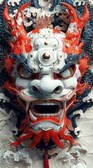 Hannya mask, purewhite background, realistic, japanese style