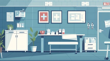 medical flat design side view nursing theme cartoon drawing Monochromatic Color Scheme