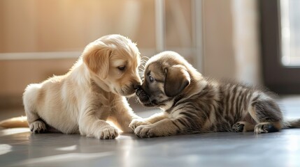 Dog and Cat at Play