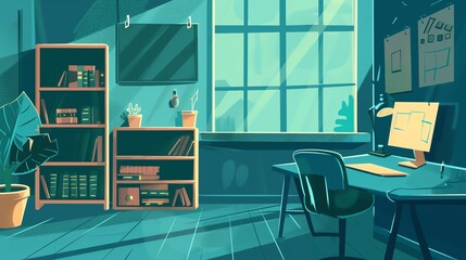 education flat design side view tutoring theme cartoon drawing Monochromatic Color Scheme