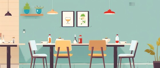 food flat design side view dining theme animation Complementary Color Scheme