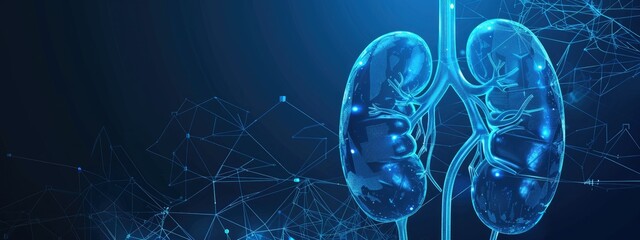 background Abstract blue human kidneys. kidneys anatomy. Healthcare medical concept